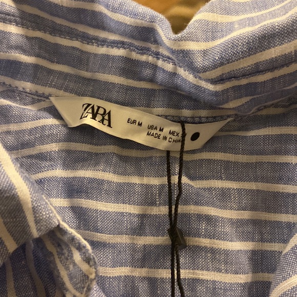 ZARA NWT striped oversized linen tunic dress-Sz M - Picture 7 of 9